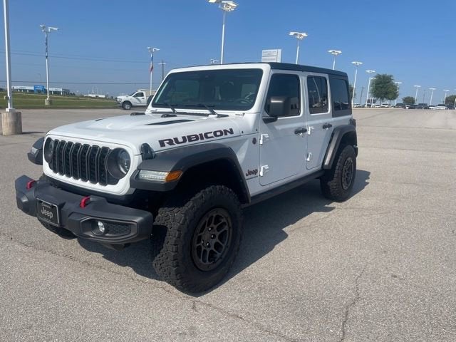2024 Jeep Wrangler Rubicon in Bright White Clearcoat — front three-quarter view