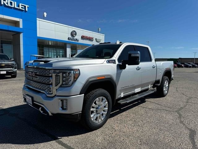 2020 GMC Sierra 3500HD Denali in Quicksilver Metallic — front three-quarter view