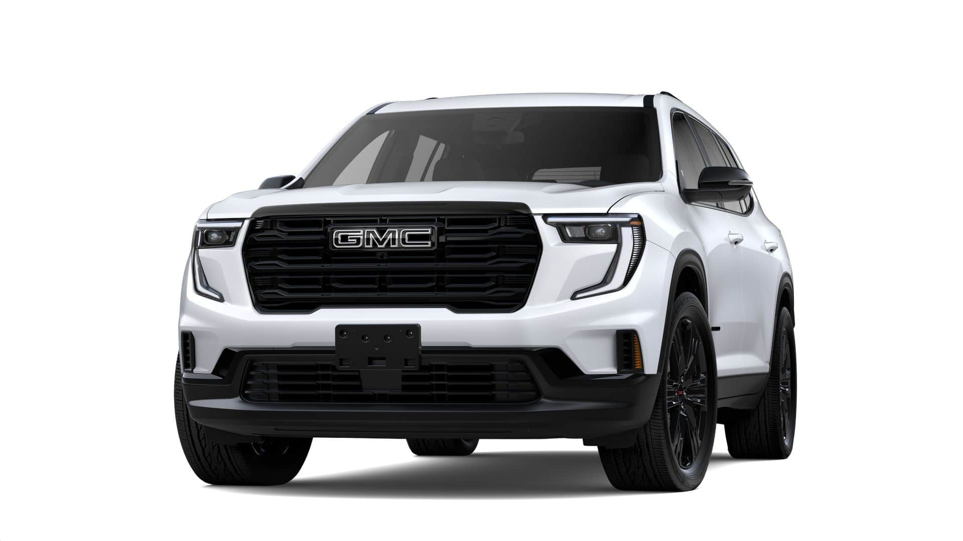 2026 GMC Acadia Elevation in Glacier White Tricoat — front three-quarter view